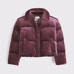 Abercrombie & Fitch cropped velvet puffer jacket